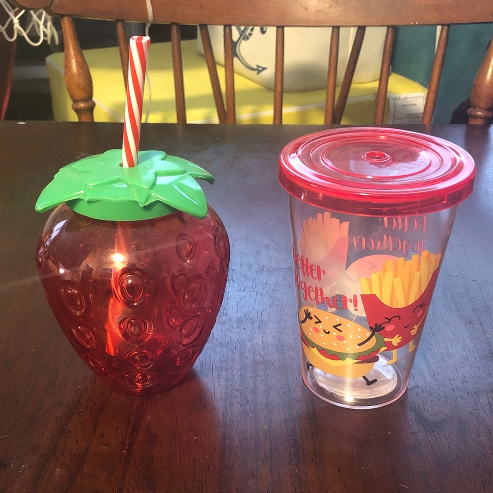 🥤 Strawberry and Burger with French Fry “We Better Together” Cups Set